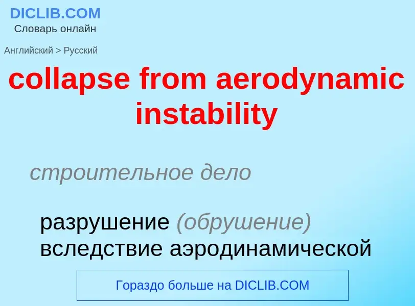 Como se diz collapse from aerodynamic instability em Russo? Tradução de &#39collapse from aerodynami