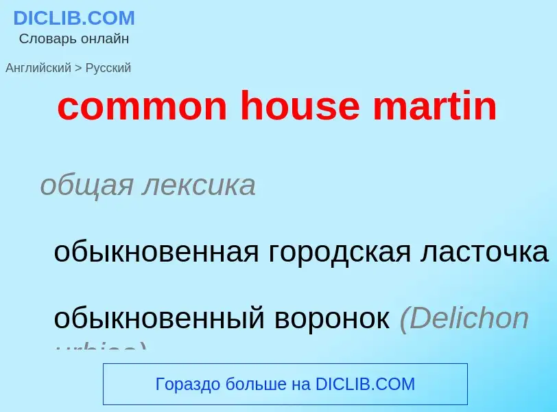 Как переводится common house martin на Русский язык