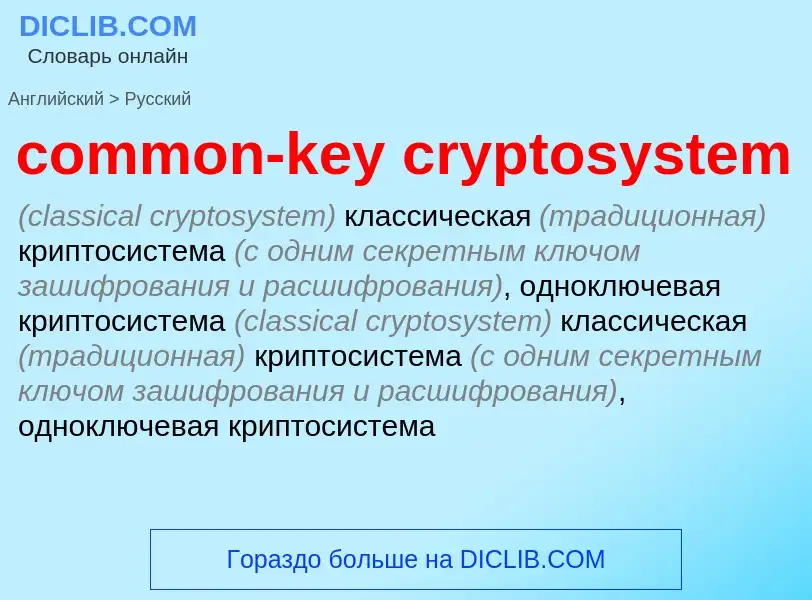 What is the Russian for common-key cryptosystem? Translation of &#39common-key cryptosystem&#39 to R