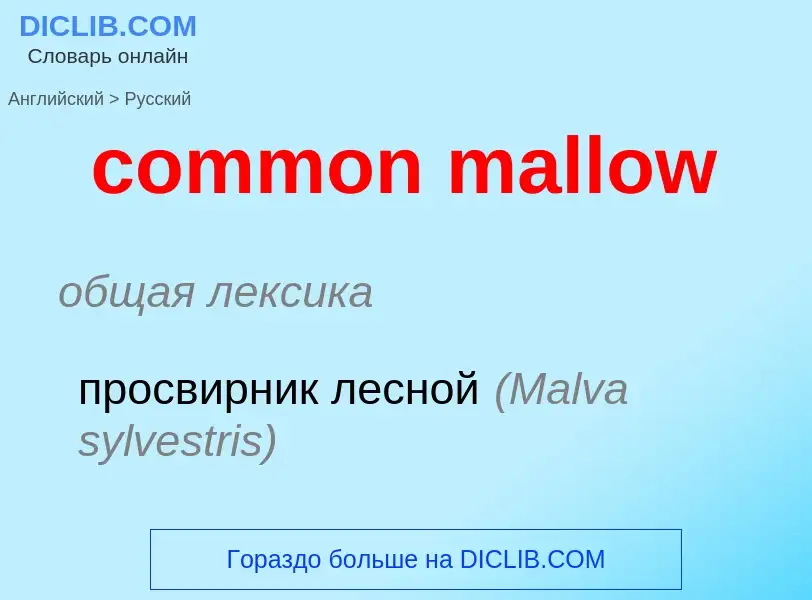 Como se diz common mallow em Russo? Tradução de &#39common mallow&#39 em Russo