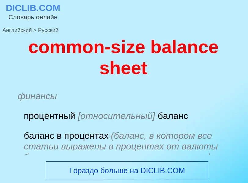 Как переводится common-size balance sheet на Русский язык