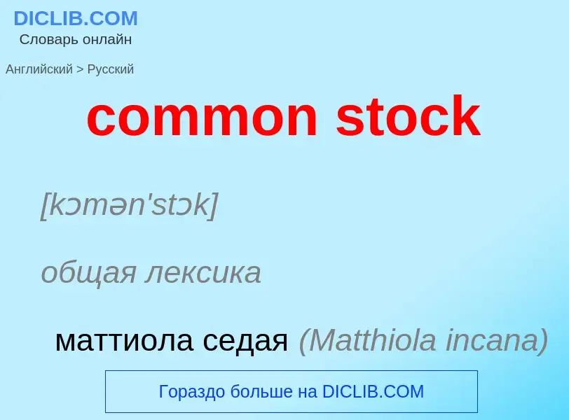 Как переводится common stock на Русский язык