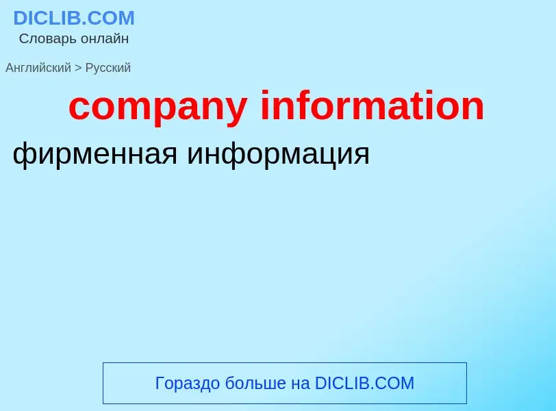 Как переводится company information на Русский язык