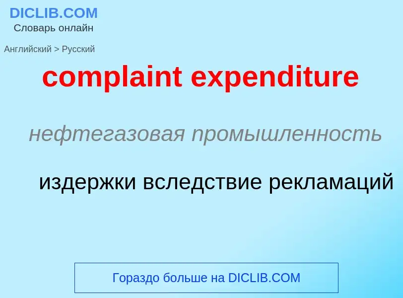 Как переводится complaint expenditure на Русский язык