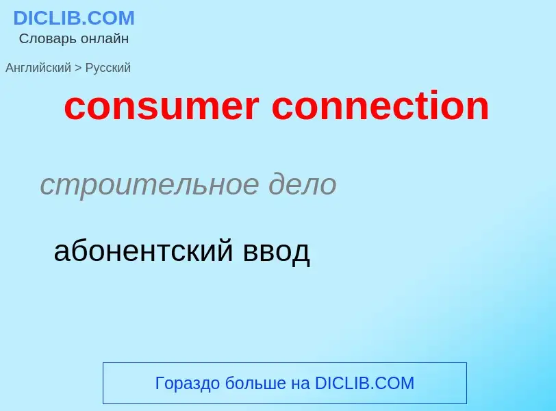 Como se diz consumer connection em Russo? Tradução de &#39consumer connection&#39 em Russo