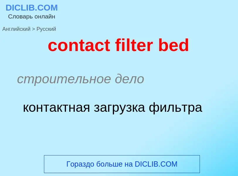 ¿Cómo se dice contact filter bed en Ruso? Traducción de &#39contact filter bed&#39 al Ruso