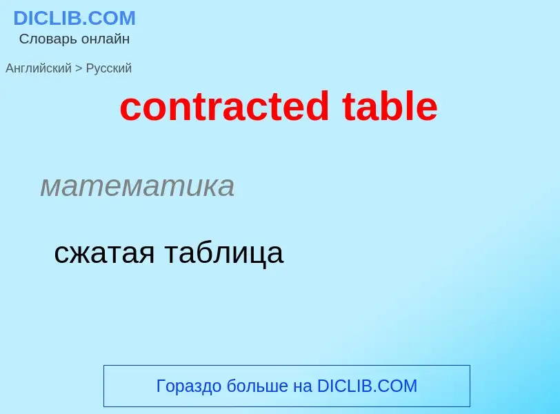 Как переводится contracted table на Русский язык