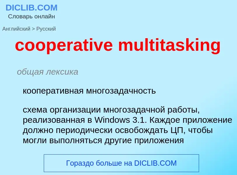 Como se diz cooperative multitasking em Russo? Tradução de &#39cooperative multitasking&#39 em Russo