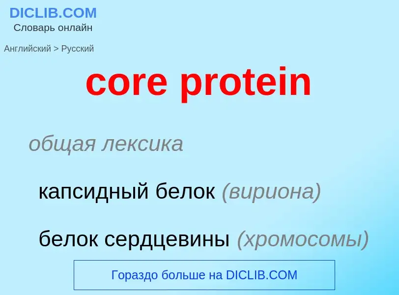 ¿Cómo se dice core protein en Ruso? Traducción de &#39core protein&#39 al Ruso