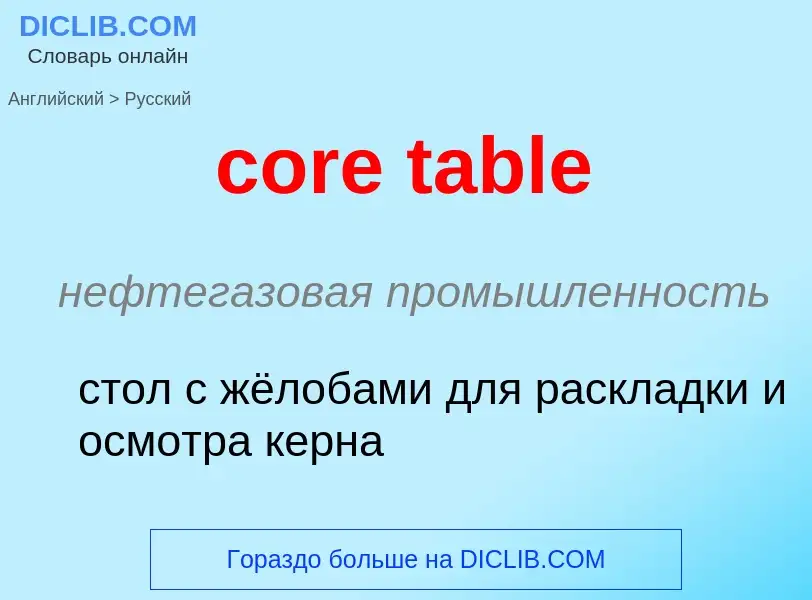 Как переводится core table на Русский язык