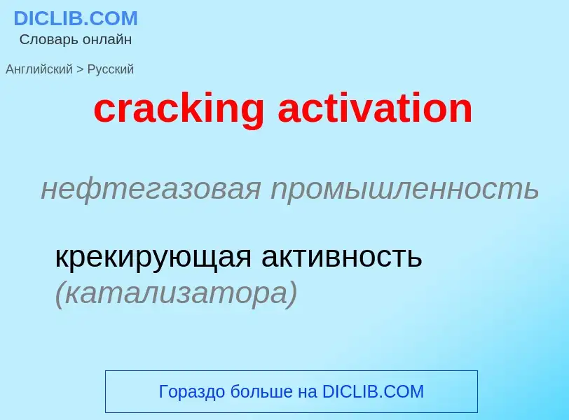 Como se diz cracking activation em Russo? Tradução de &#39cracking activation&#39 em Russo