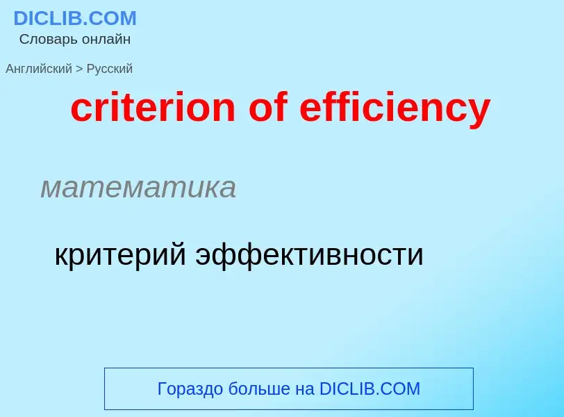 Как переводится criterion of efficiency на Русский язык