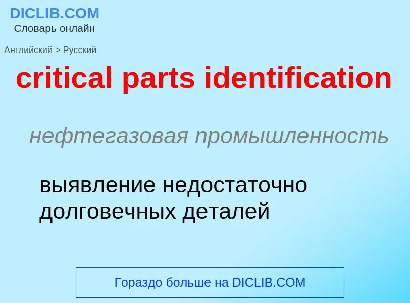 What is the Russian for critical parts identification? Translation of &#39critical parts identificat