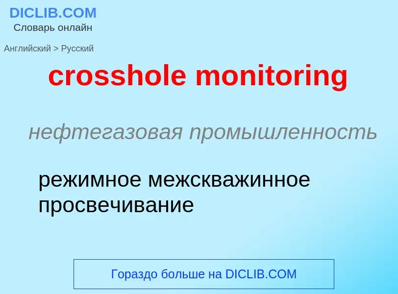 Como se diz crosshole monitoring em Russo? Tradução de &#39crosshole monitoring&#39 em Russo