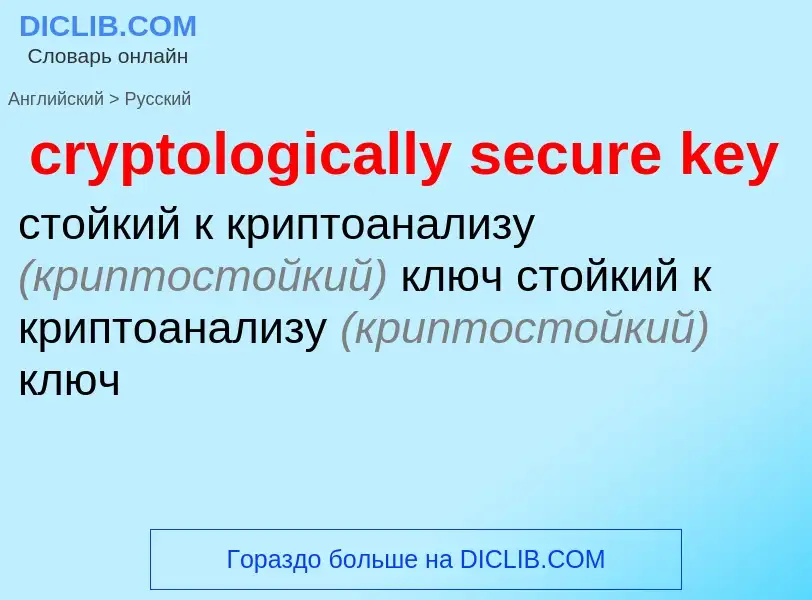 What is the Russian for cryptologically secure key? Translation of &#39cryptologically secure key&#3