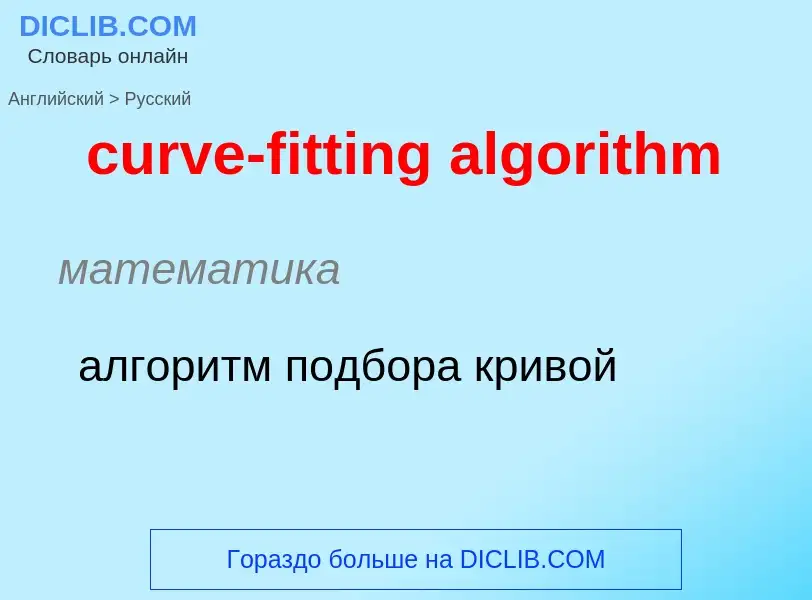 Как переводится curve-fitting algorithm на Русский язык