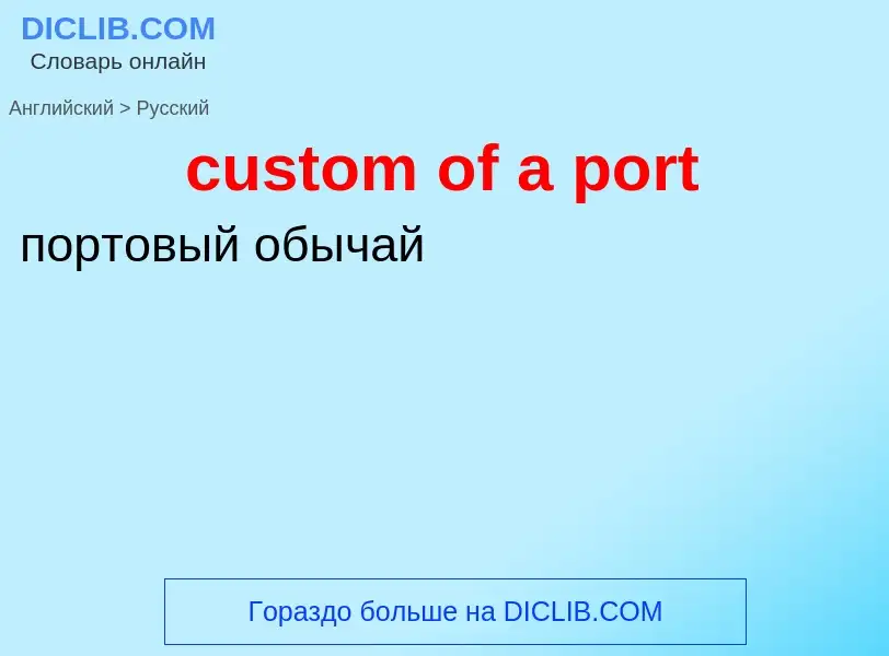 Как переводится custom of a port на Русский язык