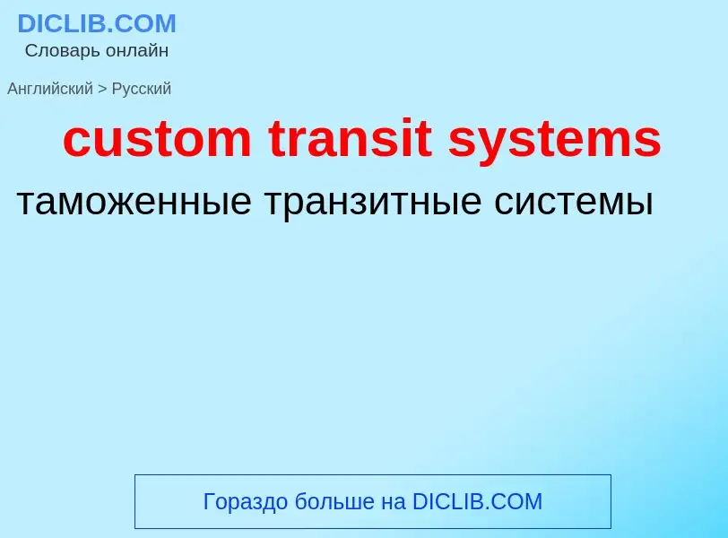 Как переводится custom transit systems на Русский язык