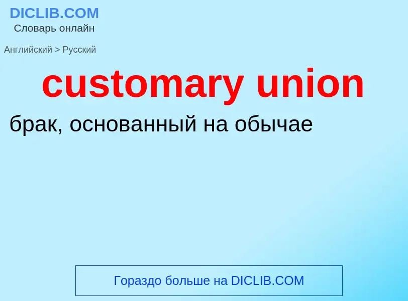 Как переводится customary union на Русский язык