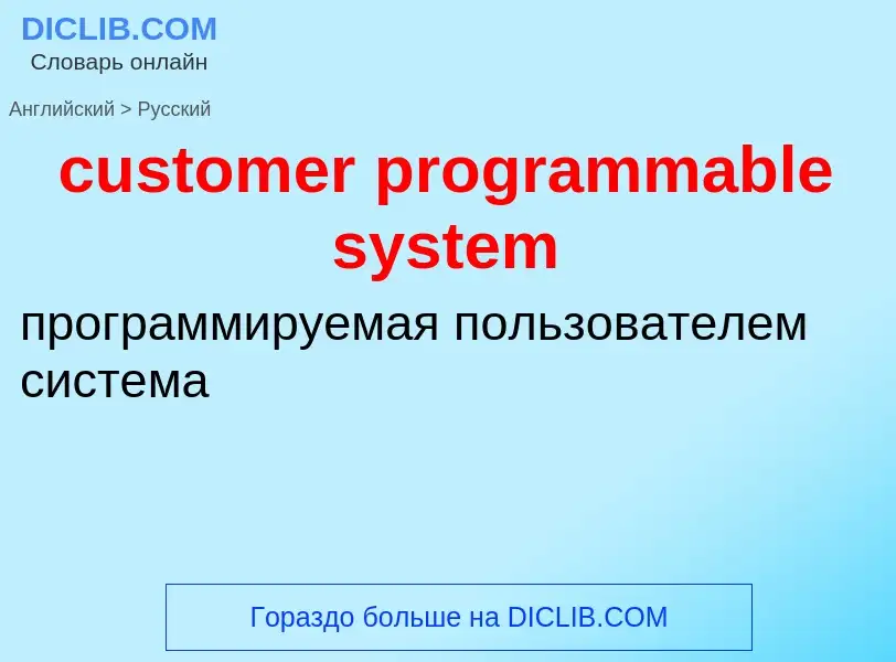 Как переводится customer programmable system на Русский язык