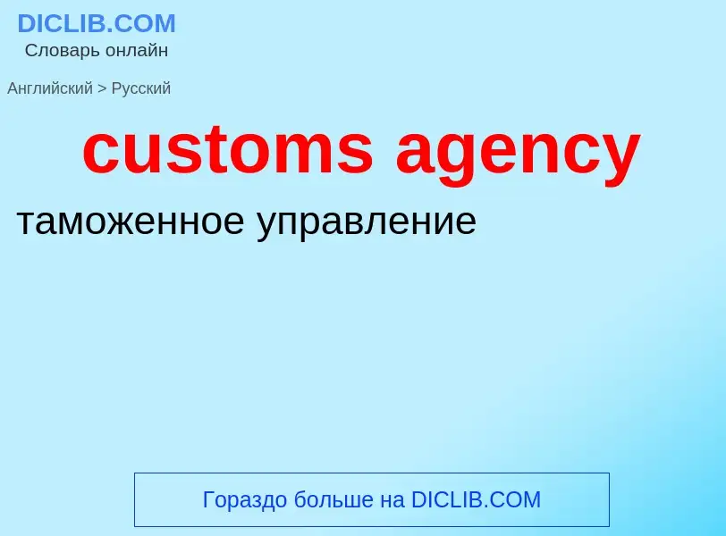 Как переводится customs agency на Русский язык