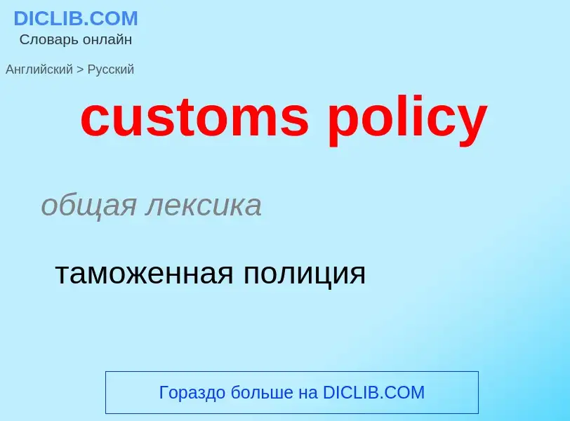 Как переводится customs policy на Русский язык