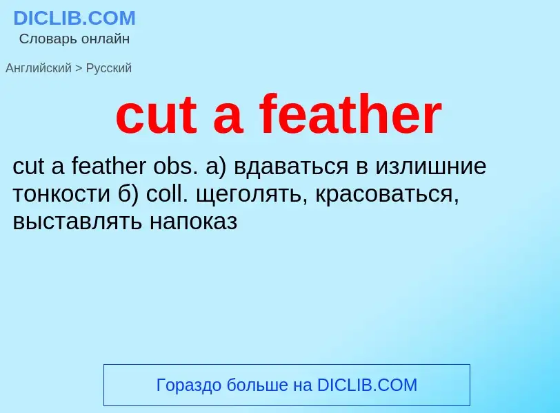 Как переводится cut a feather на Русский язык