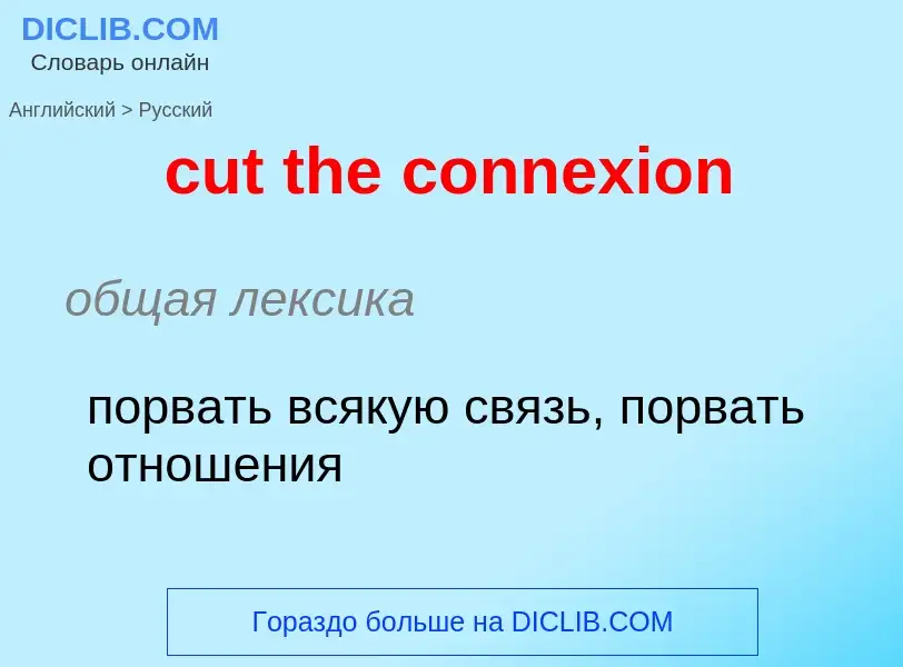 Как переводится cut the connexion на Русский язык