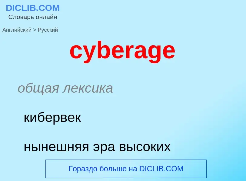 Как переводится cyberage на Русский язык