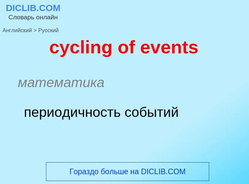 ¿Cómo se dice cycling of events en Ruso? Traducción de &#39cycling of events&#39 al Ruso