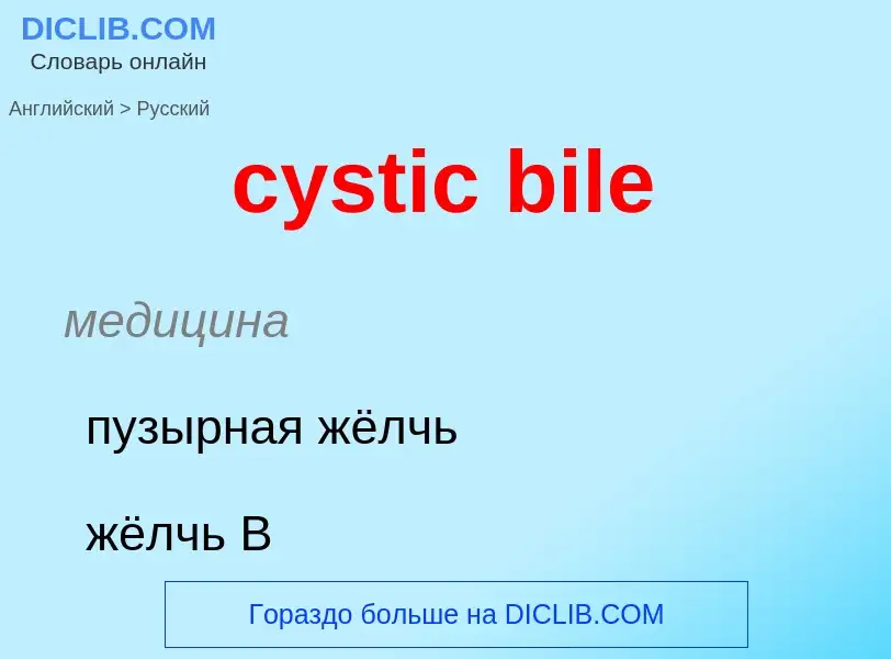 Как переводится cystic bile на Русский язык