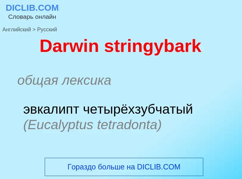 Vertaling van &#39Darwin stringybark&#39 naar Russisch