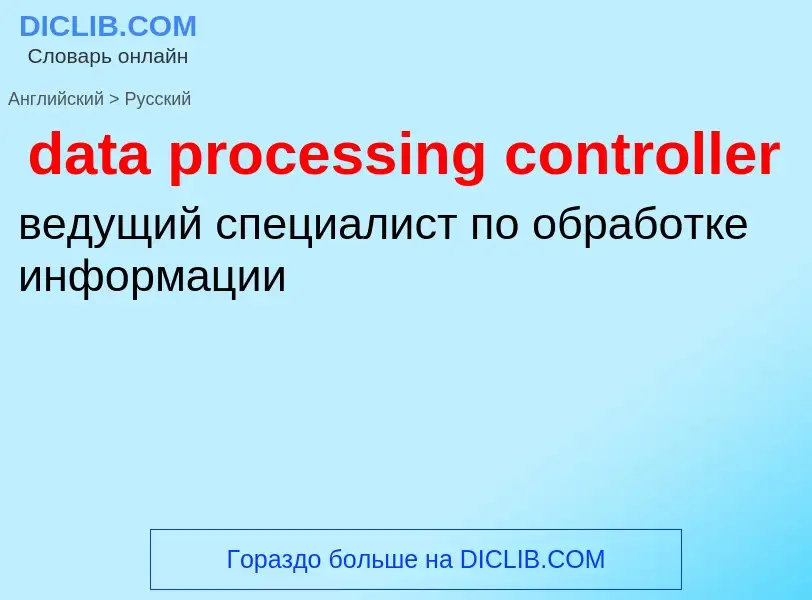 Как переводится data processing controller на Русский язык