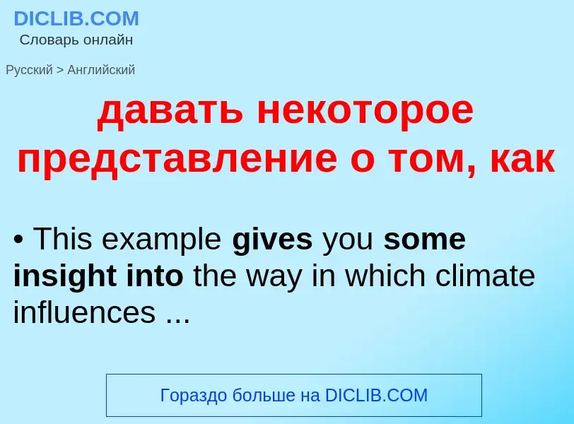 Как переводится давать некоторое представление о том, как на Английский язык