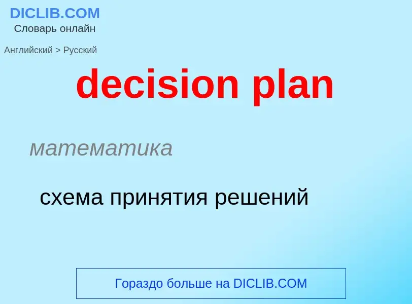 Как переводится decision plan на Русский язык