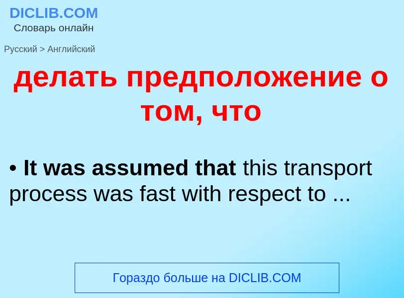 Как переводится делать предположение о том, что на Английский язык