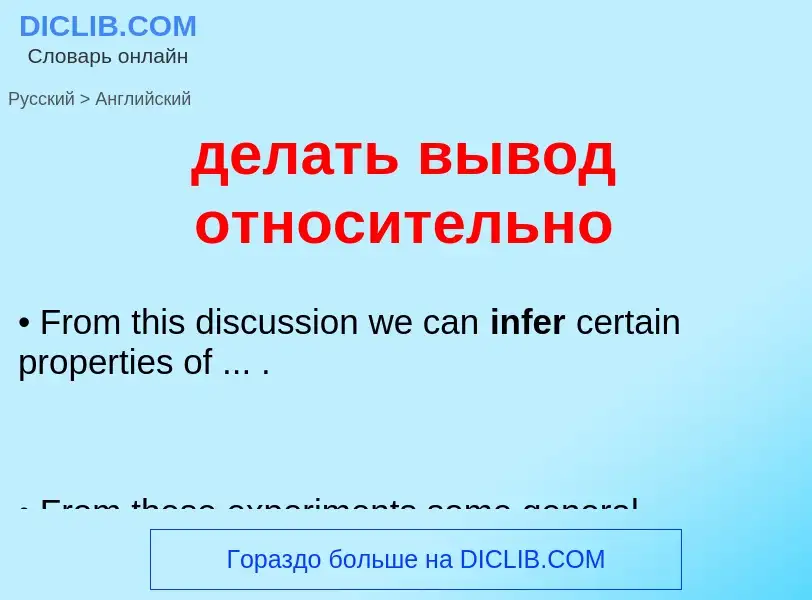 Как переводится делать вывод относительно на Английский язык