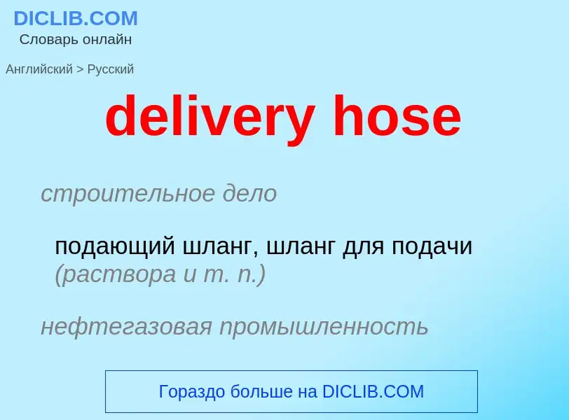 Как переводится delivery hose на Русский язык