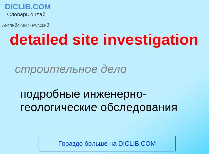 Как переводится detailed site investigation на Русский язык