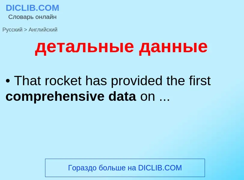 Как переводится детальные данные на Английский язык