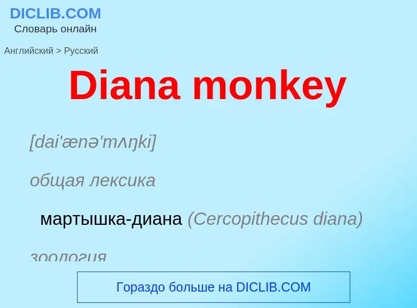 Como se diz Diana monkey em Russo? Tradução de &#39Diana monkey&#39 em Russo