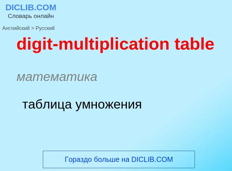 Как переводится digit-multiplication table на Русский язык