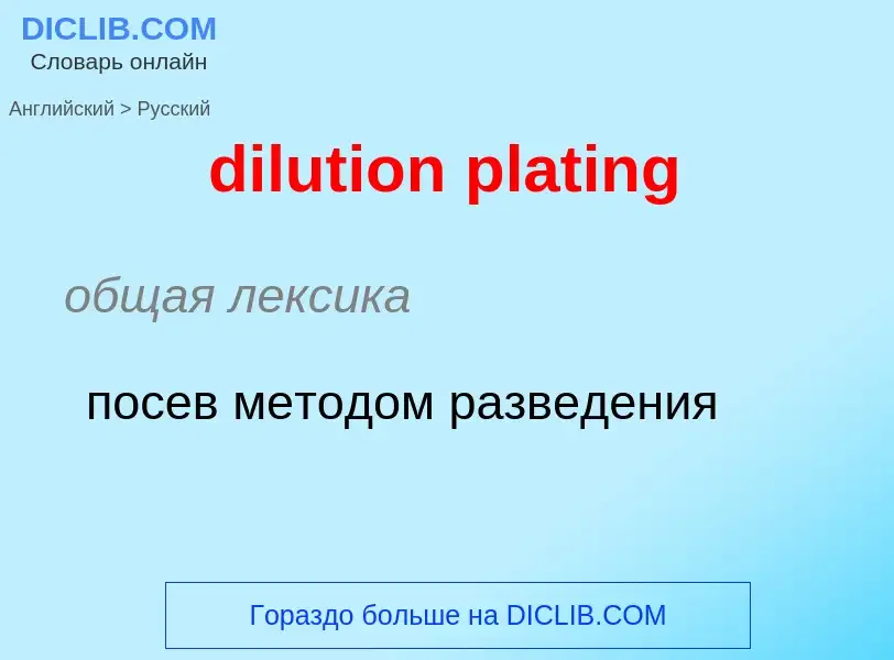 Как переводится dilution plating на Русский язык