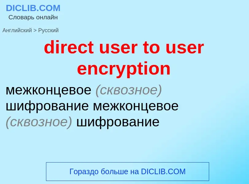 Traduzione di &#39direct user to user encryption&#39 in Russo