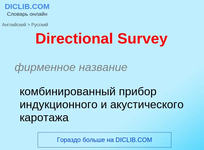 Como se diz Directional Survey em Russo? Tradução de &#39Directional Survey&#39 em Russo