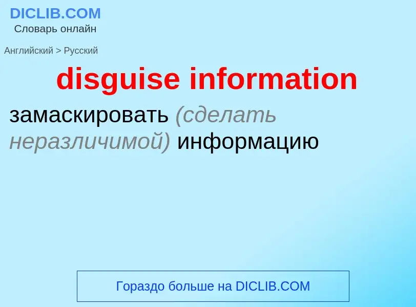 Как переводится disguise information на Русский язык