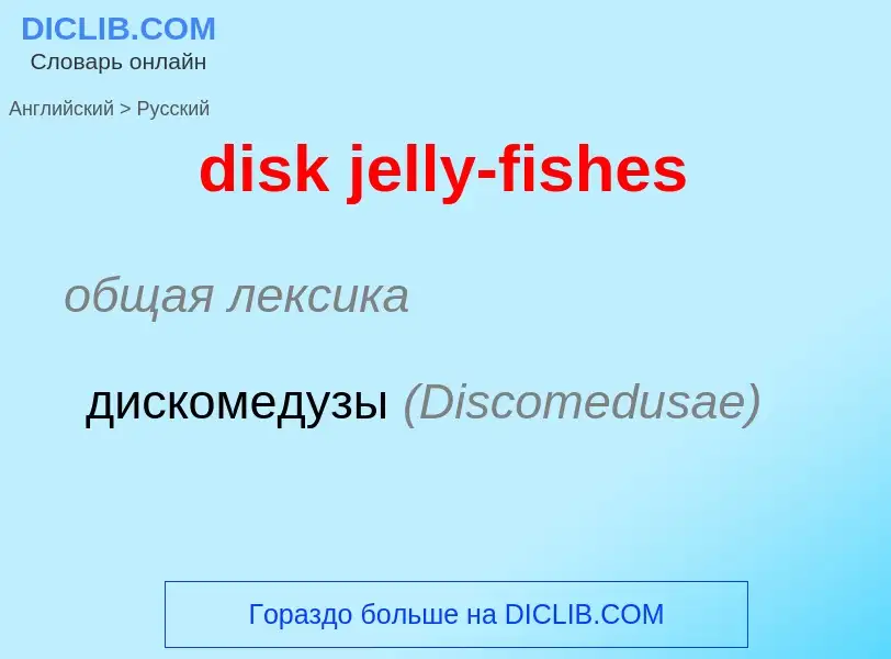 ¿Cómo se dice disk jelly-fishes en Ruso? Traducción de &#39disk jelly-fishes&#39 al Ruso