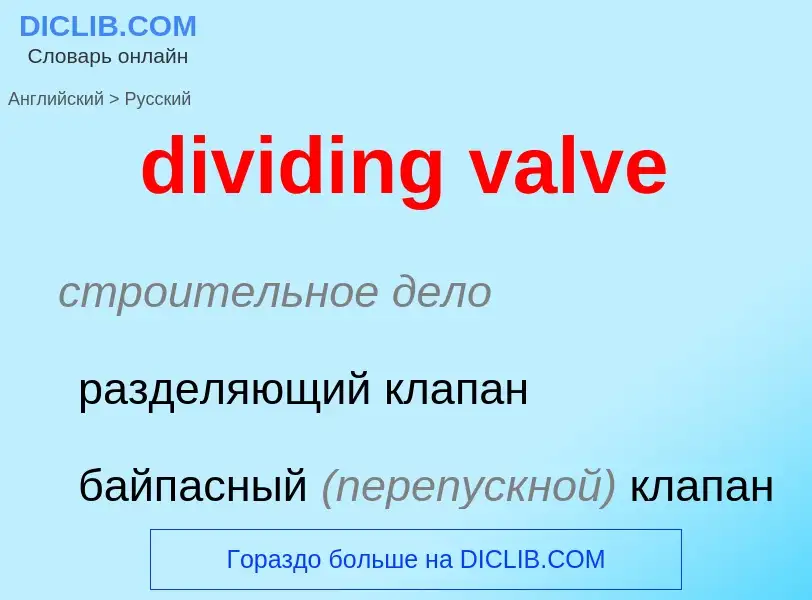 Как переводится dividing valve на Русский язык