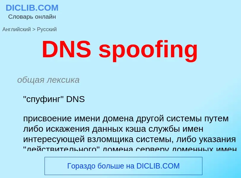 What is the Russian for DNS spoofing? Translation of &#39DNS spoofing&#39 to Russian