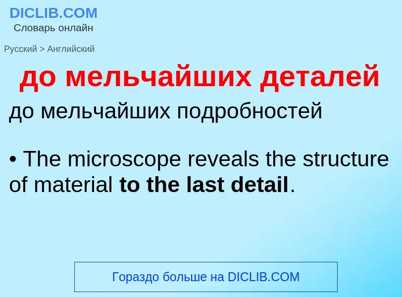 Как переводится до мельчайших деталей на Английский язык